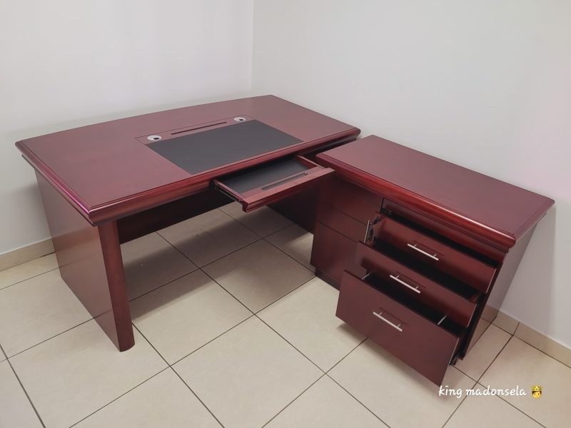 Mars 1.6m Executive Office Desk with Credenza & Mobile Pedestal