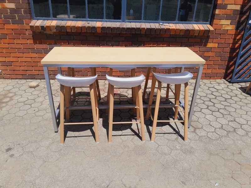 Bar Table Wooden Top & Steel Frame 1800mm x 600mmD x 920mmH