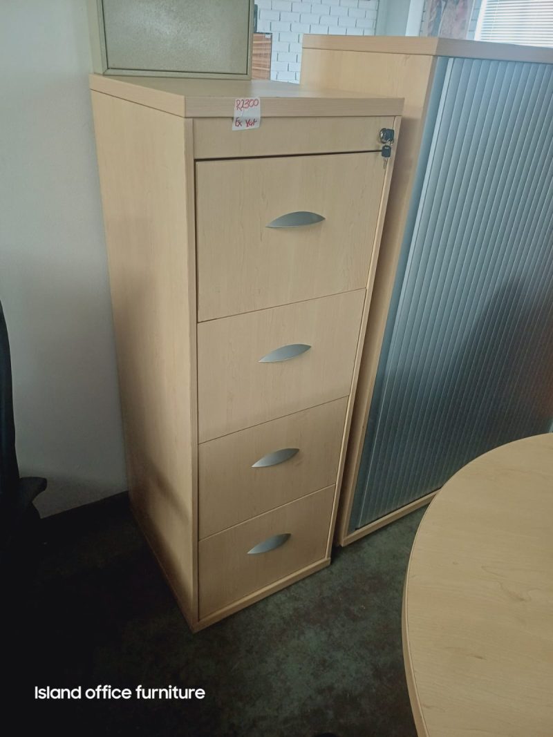 Maple 4 Drawer Wooden Filing Cabinet