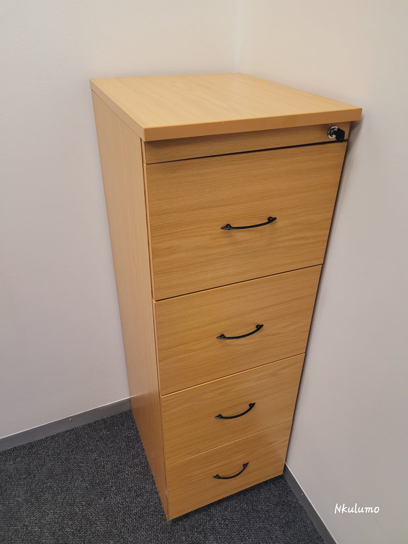 Natural Oak 4 Drawer Filing Cabinet